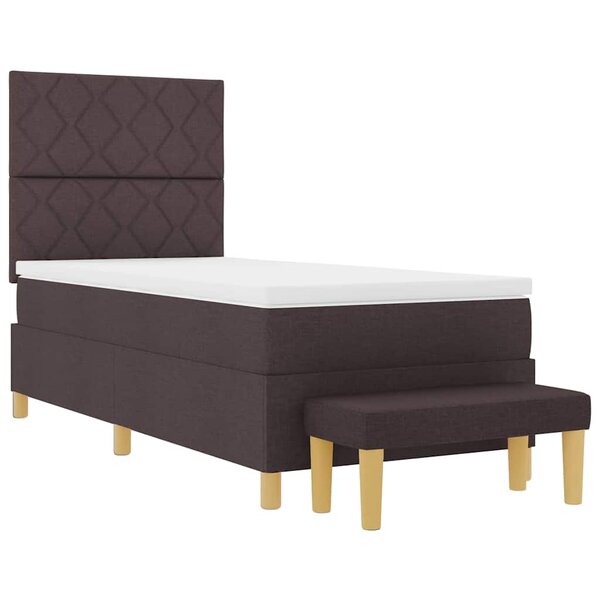vidaXL Lit à ressorts avec matelas Marron foncé 90 x 200 cm tissu