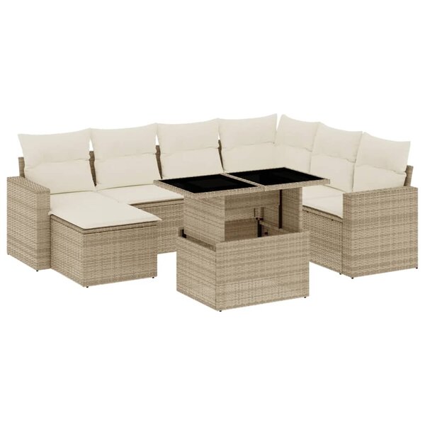 vidaXL Salon de jardin avec coussins 8 Pièces beige résine tressée