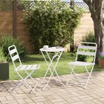 vidaXL Ensemble Bistro Pliable 3 Pièces Acier Blanc