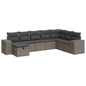 vidaXL Salon de jardin 8 Pièces avec coussins gris résine tressée