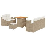 vidaXL Ensemble de canapé de jardin 8 Pièces Beige Poly rotin