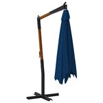 vidaXL Parasol de jardin en porte-à-faux avec mât en bois bleu azuré