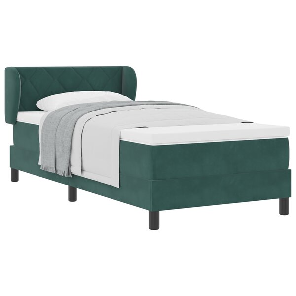 Lit Box Spring vidaXL avec Matelas Vert Foncé 90x190 cm Velours