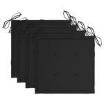 vidaXL Chaises à manger lot de 4 avec coussins noir Bois teck solide