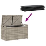 vidaXL Banc de rangement extérieur coussin gris clair 100 cm polyrotin