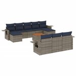 vidaXL Salon de jardin 11 Pièces avec coussins gris résine tressée