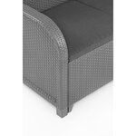 ALLIBERT by KETER - Salon de jardin SanRemo Storage 4 places - table basse coffre range-coussins - imitation rotin tressé - gris