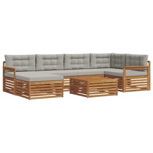 vidaXL Ensemble de canapés d'extérieur 7 pc Gris Naturel et Clair