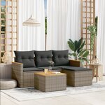 vidaXL Salon de jardin 5 Pièces avec coussins gris résine tressée
