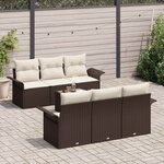 vidaXL Ensemble de canapé de jardin 7 Pièces Marron et Crème polyrotin