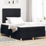 vidaXL Lit à ressorts avec matelas noir petit lit double en tissu
