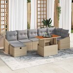vidaXL Ensemble de canapé de jardin 8 Pièces Beige Poly rotin