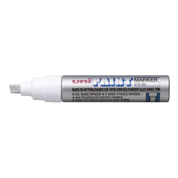 Marqueur PAINT Marker PX30 pointe biseautée large 4 - 8 5mm Argent UNI-BALL