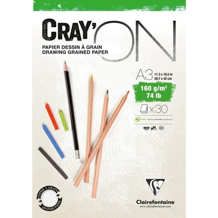 Bloc cray'on a3 - 30 feuilles - 160g - clairefontaine