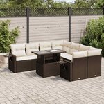 vidaXL Salon de jardin avec coussins 9 Pièces marron résine tressée