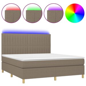 vidaXL Sommier à lattes de lit et matelas et LED Taupe 180x200cm Tissu