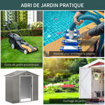 Abri de jardin - remise pour outils - cabanon porte verrouillable - dim. 194L x 110l x 184H cm - tôle d'acier gris