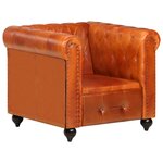 vidaXL Fauteuil Chesterfield Brun roux Cuir véritable