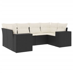 vidaXL Salon de jardin 6 Pièces avec coussins noir résine tressée