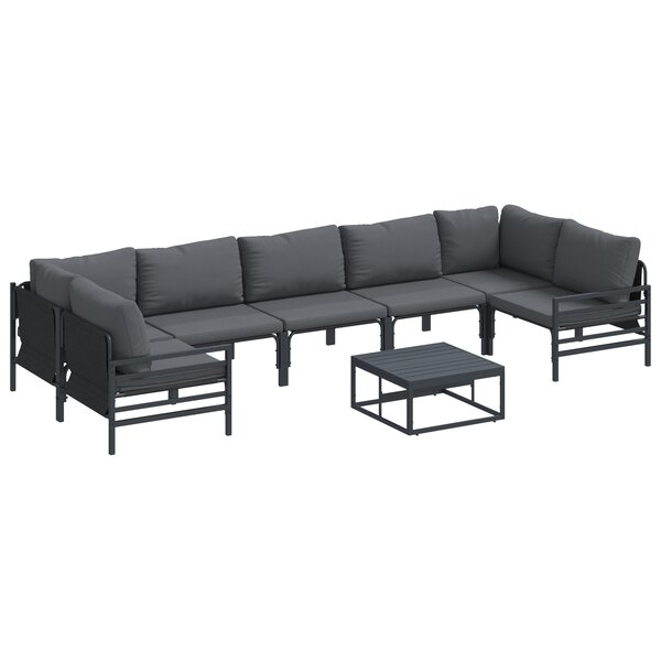 vidaXL Ensemble de canapé de jardin 8 Pièces Anthracite Acier