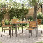 vidaXL Chaises de Jardin 4 Pièces Gris  Marron