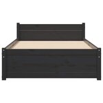 vidaXL Cadre de lit sans matelas noir bois massif 75x190 cm