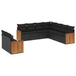 vidaXL Salon de jardin 9 Pièces avec coussins noir résine tressée