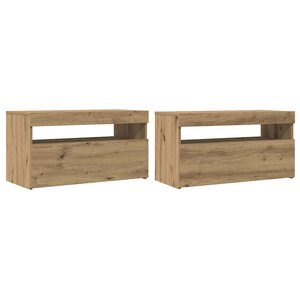 vidaXL Meuble TV avec lumières LED chêne artisanal bois d'ingénierie