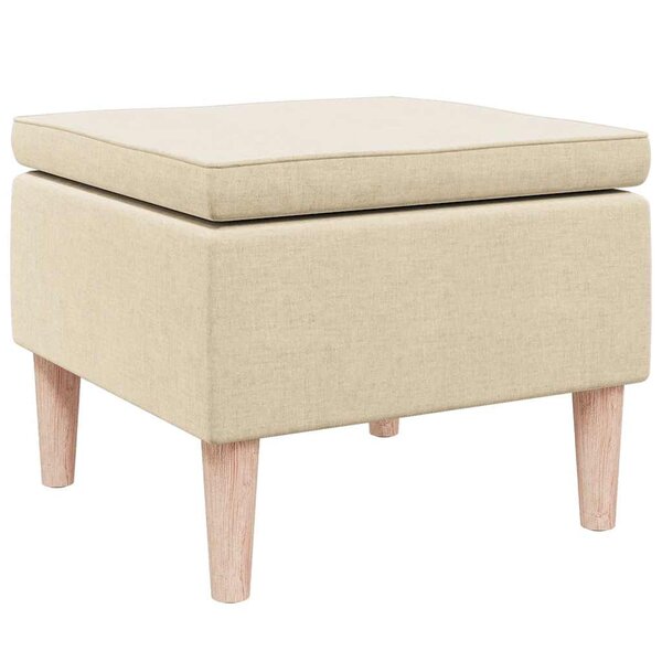 vidaXL Tabouret avec pieds en bois Crème Tissu