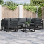 vidaXL Ensemble de canapé de jardin 6 Pièces Noir Aluminium