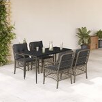 vidaXL Ensemble à manger de jardin 5 Pièces coussins gris résine tressée
