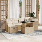 vidaXL Salon de jardin avec coussins 7 Pièces beige résine tressée