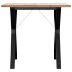 vidaXL Table à manger cadre en Y 80x80x75 5cm bois de pin massif acier