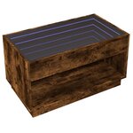 vidaXL Table basse avec LED infini chêne fumé 90x50x50 cm