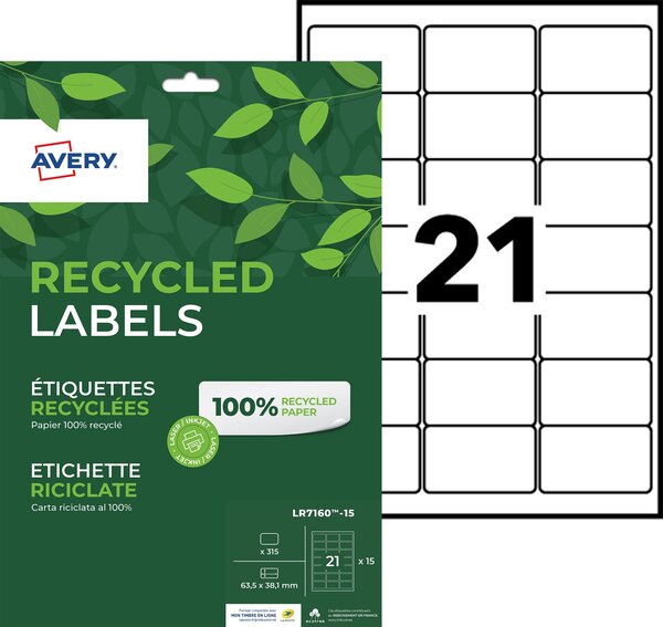 Lot de 315 étiquettes recyclées blanches 63 5 x 38 1mm