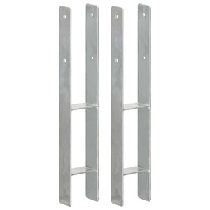 vidaXL Piquets de clôture 2 Pièces Argenté 9x6x60 cm Acier galvanisé