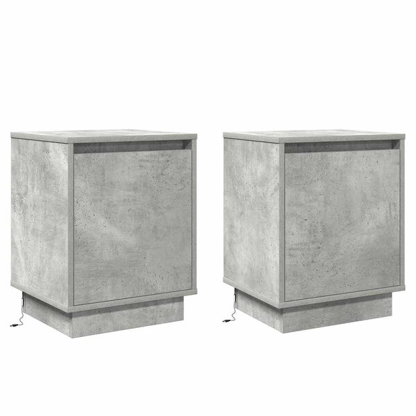 vidaXL Cabinet de chevet avec 2 Pièces Gris béton 39 x 34.5 x 50 cm