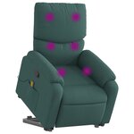 vidaXL Fauteuil inclinable de massage Vert foncé Tissu