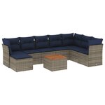 vidaXL Salon de jardin 9 Pièces avec coussins gris résine tressée