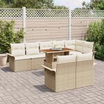 vidaXL Ensemble de canapé de jardin 9 Pièces Beige Poly rotin