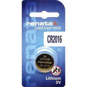 Blister de 1 Pile bouton lithium CR2016 3V 90mAh RENATA