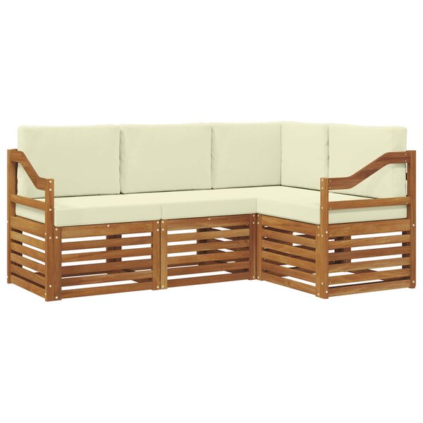 vidaXL Ensemble de canapés d'extérieur 4 pc Naturel et Crème Polyester