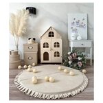 Tapis de jeu pliable en velours 105 rond crème