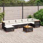 vidaXL Salon de jardin 8 Pièces avec coussins noir résine tressée
