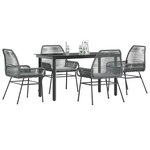 vidaXL Ensemble à manger jardin coussins 5 Pièces gris poly rotin verre