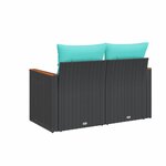 vidaXL Canapé de jardin avec coussins 2 places en résine tressée noire