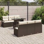 vidaXL Ensemble de canapé de jardin 7 Pièces Marron et Crème polyrotin