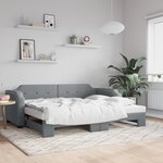 vidaXL Lit de jour avec lit gigogne gris clair 90x200 cm tissu