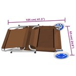 vidaXL Chaise longue pliable avec auvent et roues Acier Taupe