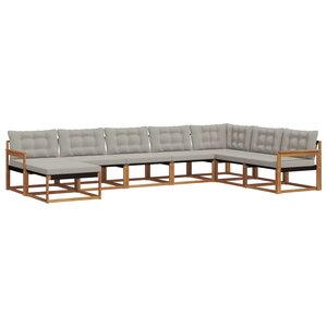 vidaXL Ensemble de canapés d'extérieur 8 Pièces Gris Naturel et Clair